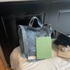 Large Capacity Retro Denim Bag Letter Print Shoulder Bag Women Crossbody Bag