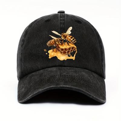 1 Unisex Bee Honeycomb Print Baseball Cap Lightweight Beekeeping Hat Suitable for Streetwear Outdoor Adventures