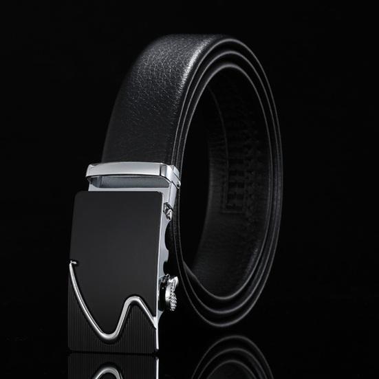 Men Autumatic Belt Business Formal Belt Smooth Faux Leather Alloy Buckle Anti-break Great Durability Anti-slip Men Meeting Commute Suit Pants Belt