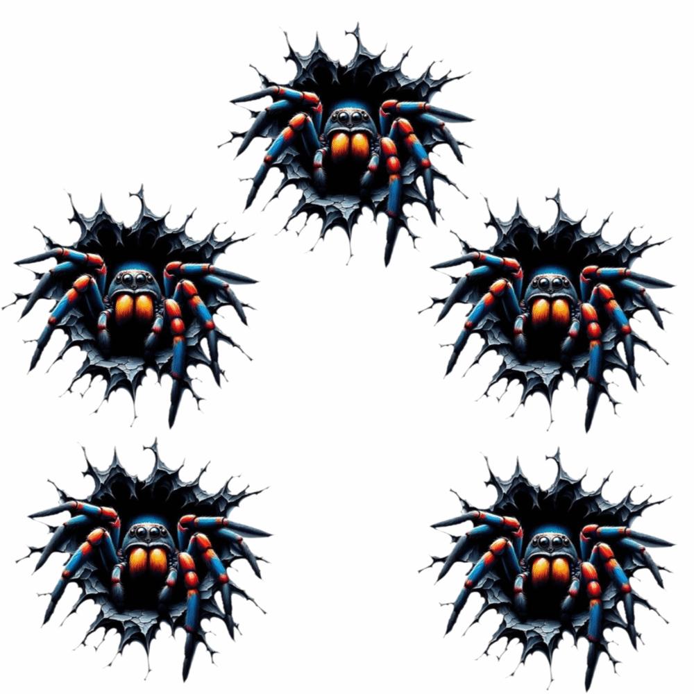 5Pcs Self Adhesive Spider Stickers Irregular Shape Vehicle Decals Halloween Decoration