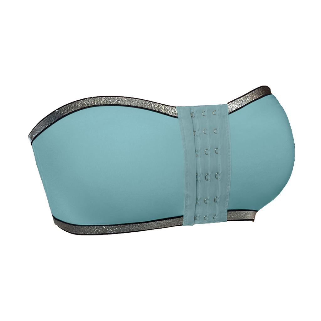 Zeriluna Ruffled Trim Wireless Bandeau Bra Summer Breathable Strapless Front-Closure Non-Slip Push-Up Beauty Back
