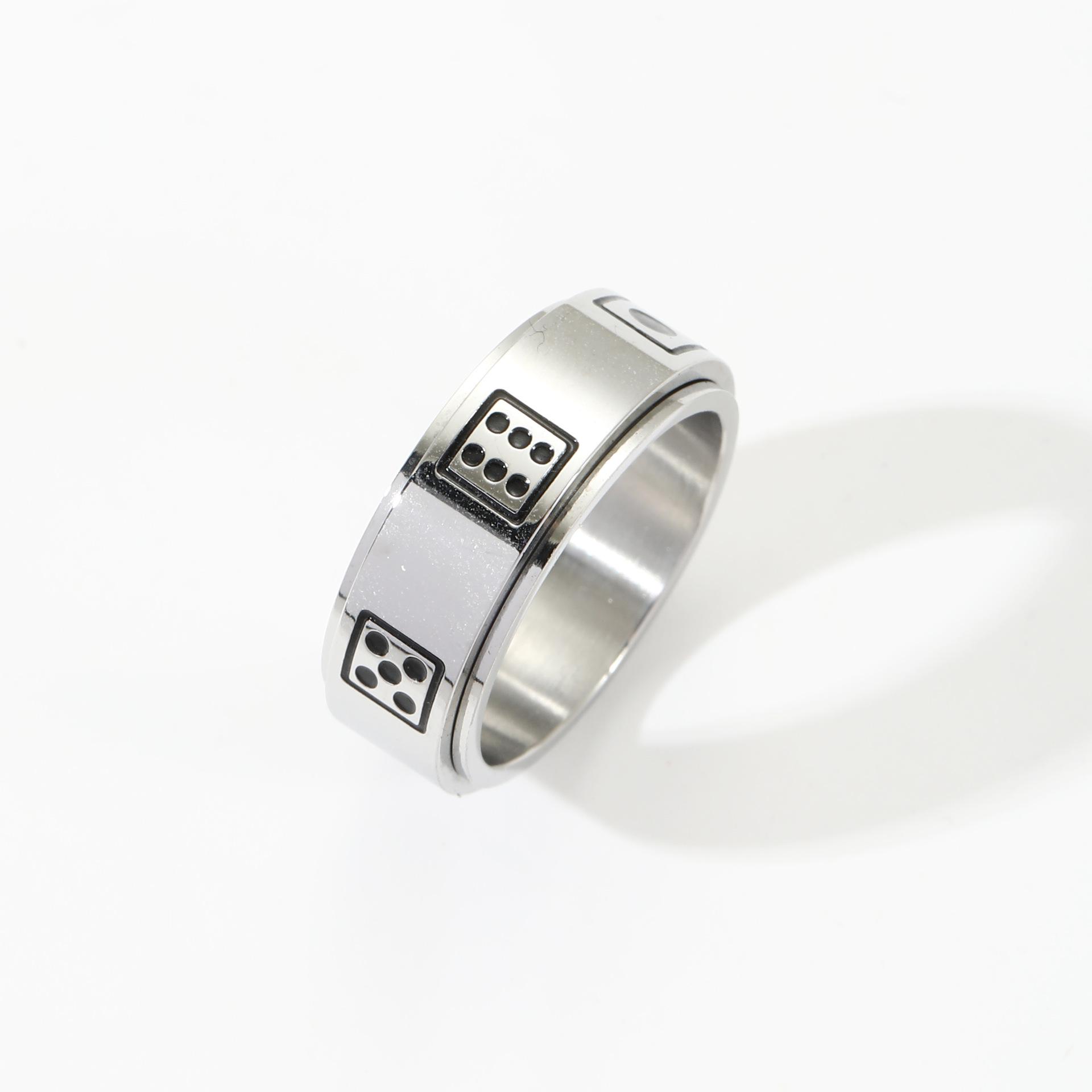 

Европейское и американское титановое стальное вращающееся кольцо-антистресс с кубиками Size 12