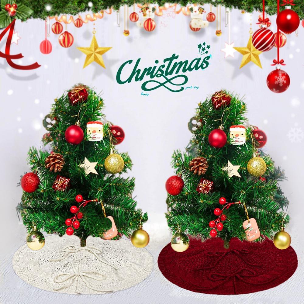 Red/White Christmas Tree Mat 18 in Christmas Tree Carpet Knitted Christmas Tree Skirt  Living Room