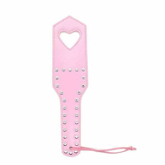 Leather Studded Spanking Paddle Heart Shaped Slave Whip Fetish Paddles