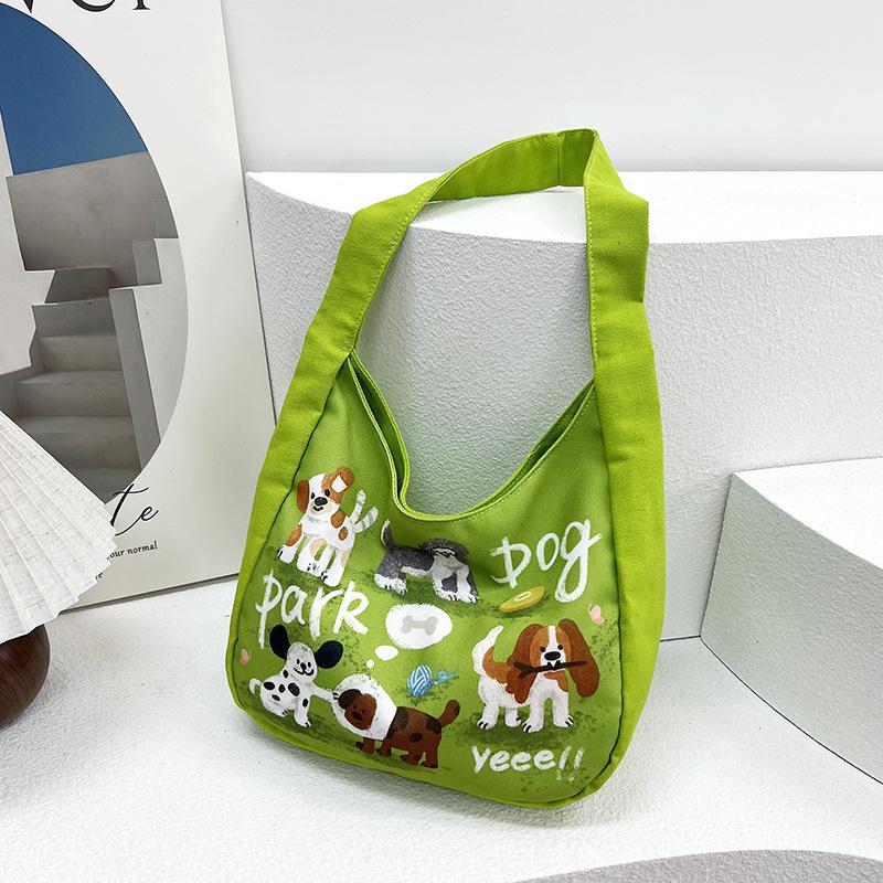 Outing Puppy Shoulder Bag Versatile Large Capacity Canvas Bag 2025 New Student Tote Bag Going Out Women's Bag
