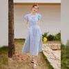 Bailuyu Women's Retro Puff Sleeve Long Dress