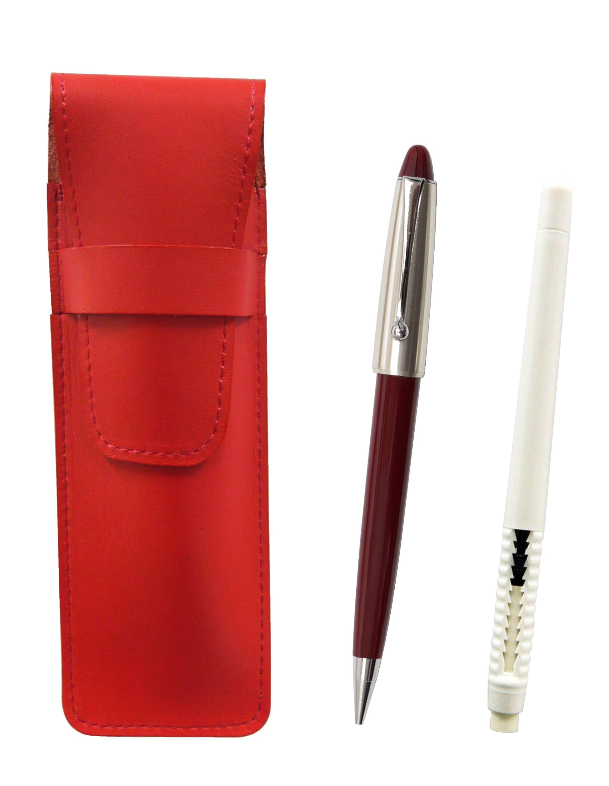 

2 Pack Slim Cowhide Pencil Case Red Eraser White and Neo Ladies Retro Mechanical Pencil Set Pen-Shaped D-700 ASRMC46W-700S-2
