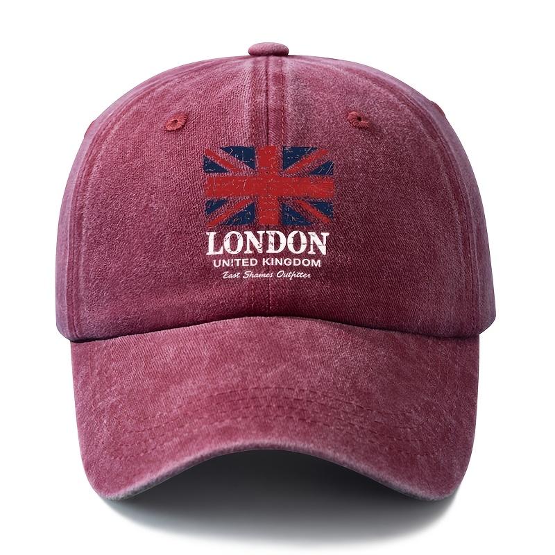 Unisex Fashion Versatile Printed LONDON Baseball Cap Classic Vintage Washed Outdoor Lightweight Curved Brim Hat Trucker Cap S