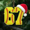 67 Sports Ornaments Novelty Six Seven Christmas Tree Ornament with Sports Ball Theme 2D Acrylic Slang Hanging Decoration for Sport Lovers Teens