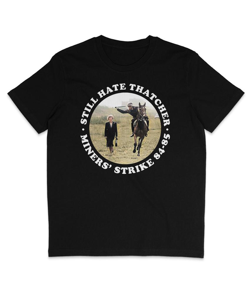 

Still Hate Thatcher - Roundel - White Text - Organic T-Shirt - Miners Strike 3XL