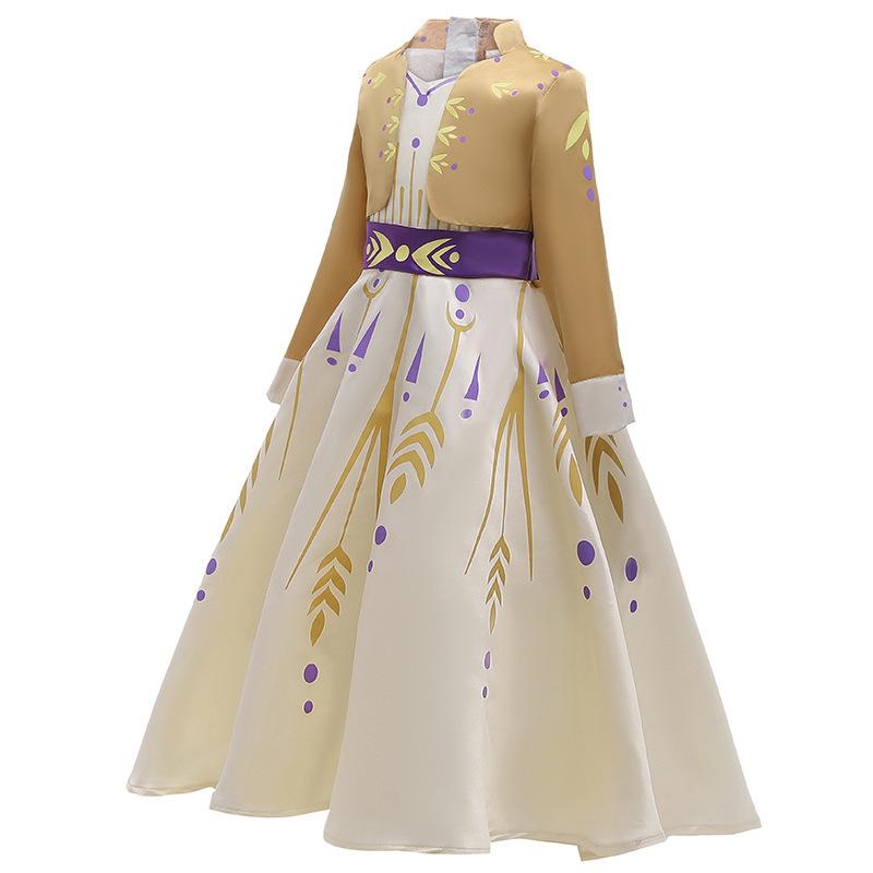 Girls Snow Queen 2 Royal Anna Costume Deluxe Princess Dress Frozen Role Playing Toddler Elsa 2 Elegant Frock Halloween Clothes