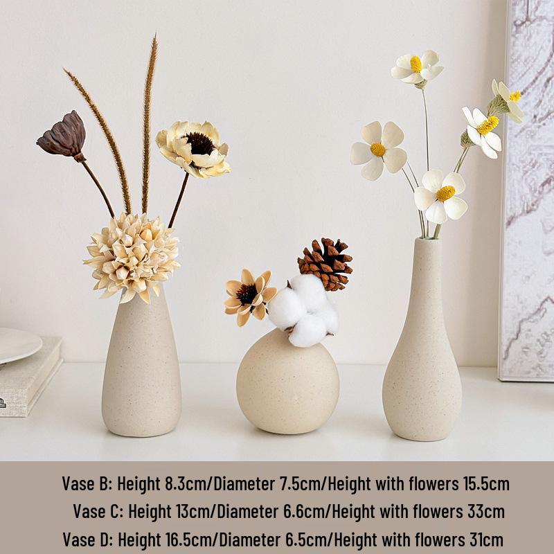 Cream Style Decorative Vases for Living Room, Bedroom, or TV Cabinet with Dried Flowers