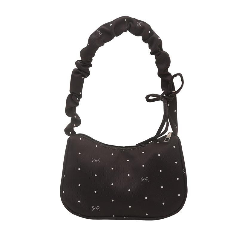 Niche design bag women, new fashion pleated shoulder underarm bag versatile bow portable messenger bag