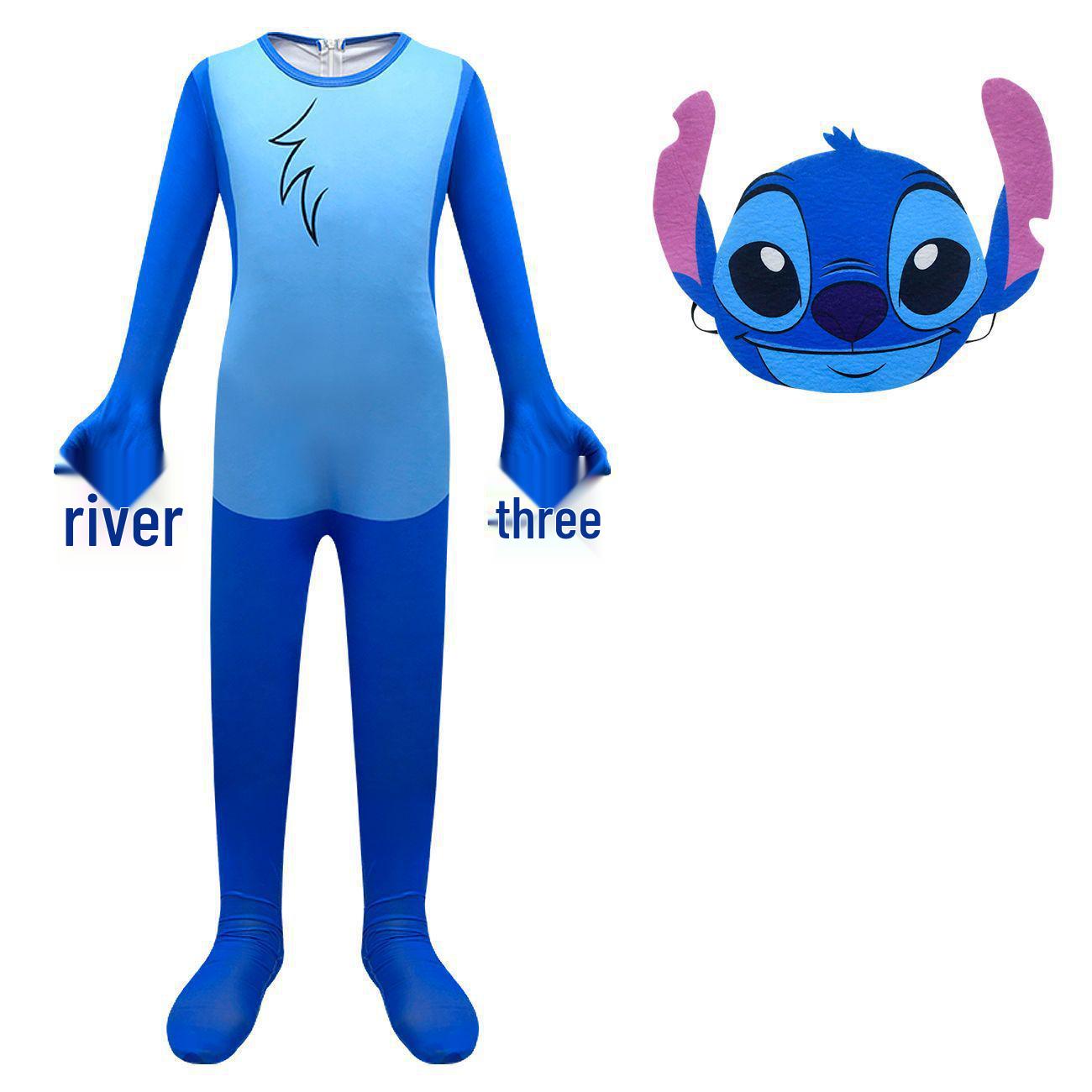 New Cartoon Stitch Print Romper: Cosplay One-Piece for Baby Girls XL