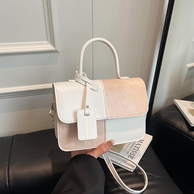 

Корейская версия контрастного цвета портативная маленькая сумка женская летняя новая модная ретро маленькая квадратная сумка текстурная повседневная сумка через плечо для поездок на работу розовый