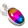 Bi-Color Tourmaline Gemstone Handmade 925 Sterling Silver Pendant 2.05" H6U24