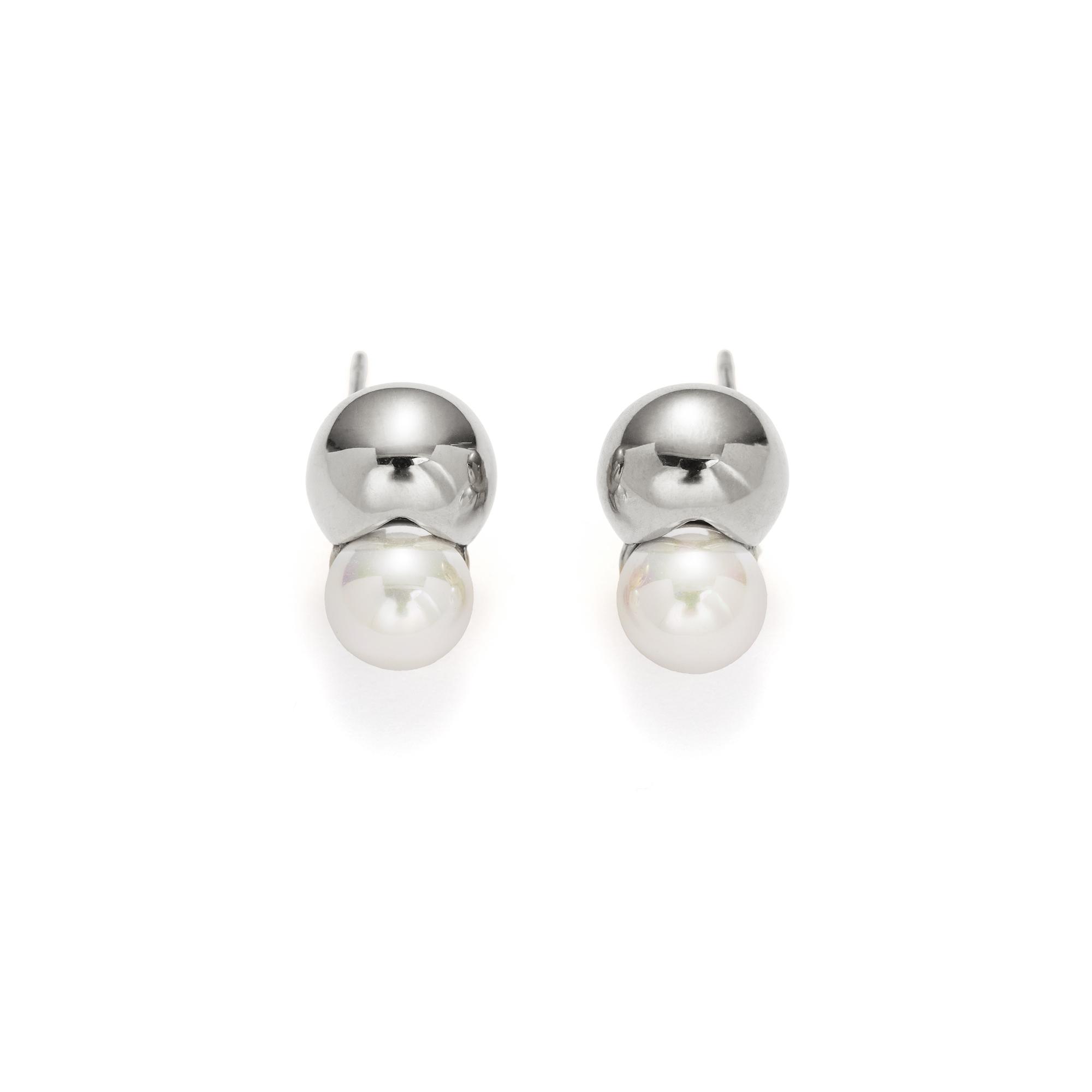 MYNECK Vintage Smooth Ball Pearl Stud Earrings 18k Gold Plated Stainless Steel Fashion Hoop Earrings for Indian Women stud earrings серебряный