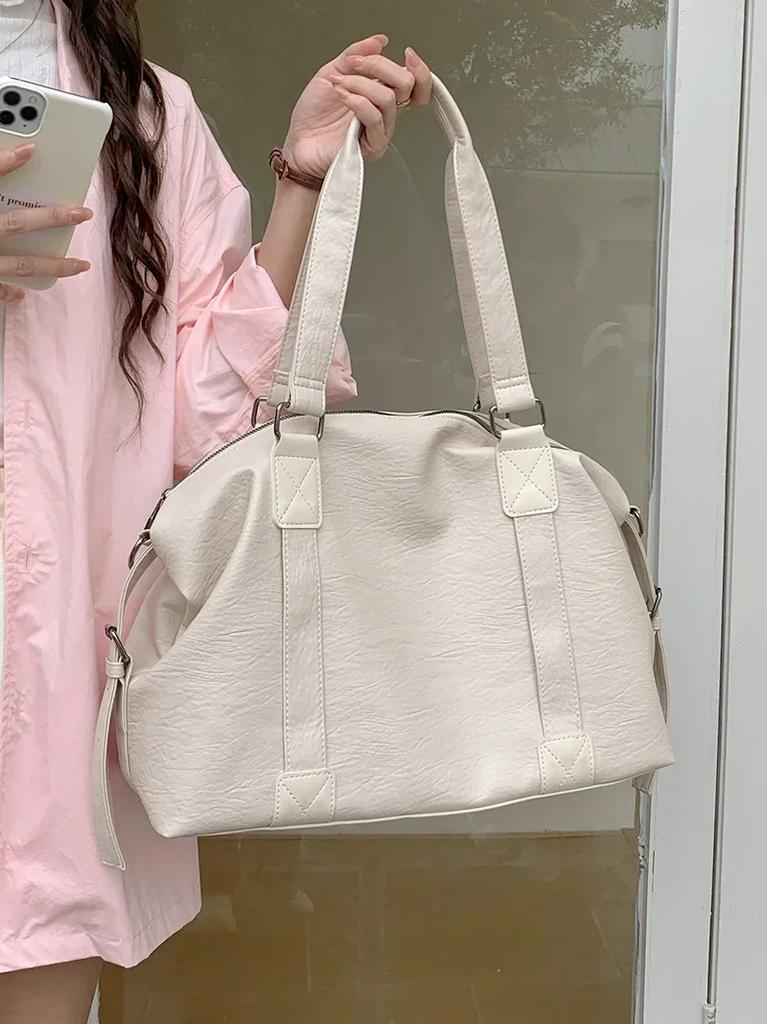 Large Capacity Black Shoulder Bags For Women Large Shopper Bag Solid Color Soft Leather Crossbody Handbags Lady Travel Tote Bags