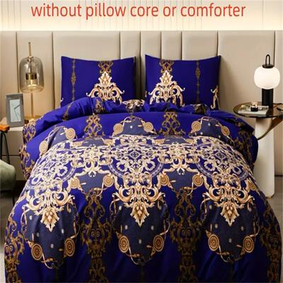 Luxury Navy Blue Modern Style Digital Bedding Cover Printing Cotton Fabric Bedding Set Duvet Cover Pillowcases Home Textile
