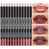 12 Nude Matte Lipstick Pencil Long-lasting Waterproof Lip Pencil High Pigmented Lip Liner Lip Makeup Tool