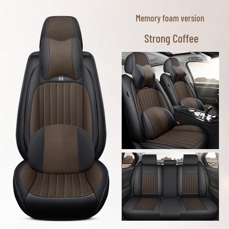 Cross-Border Universal Leather Car Seat Cover Set - Four Seasons, Five-Seater, Full Cushion.