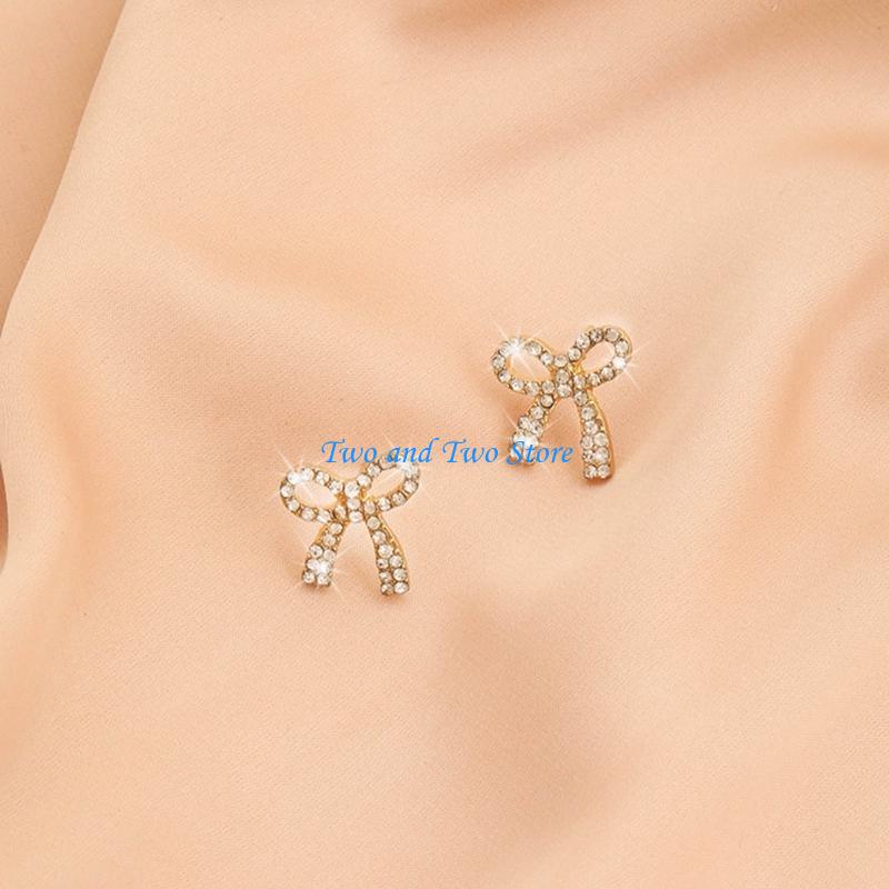 HX6F Elegant Bowknot Earrings for Women Girls Temperament Piercing Earrings Fashion Jewelry Simple Punk Earring Ear