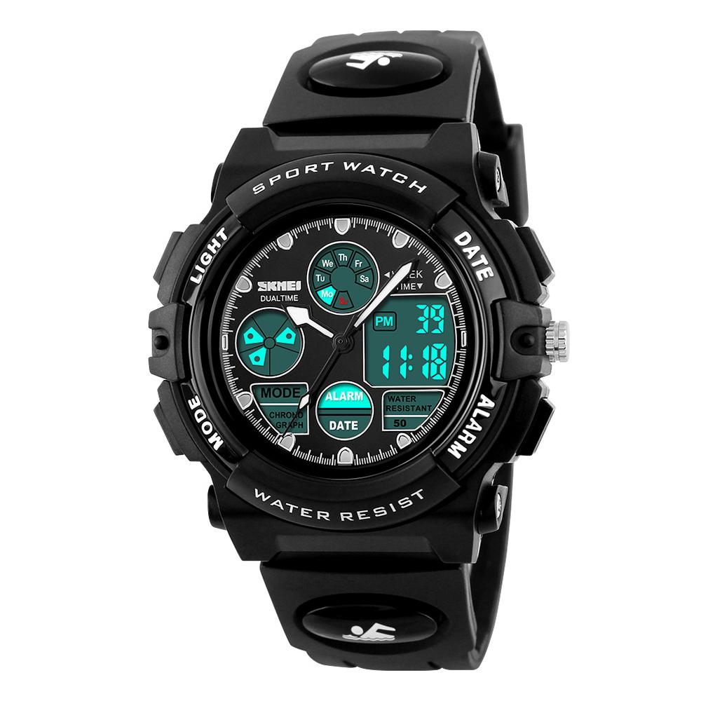 1163 Uhren Kinder Outdoor Sport Kinderuhr Digital Quarz Armbanduhr für Jungen Mädchen Uhren mit PU-Armband Band Alarm LED Leuchtend Wasserdicht