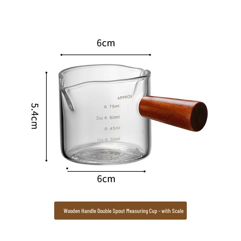 Стеклянная мерная чашка для эспрессо в японском стиле с деревянной ручкой