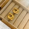 Strong Push Love French Exquisite Small Croissant Earrings Cold Wind Twist Circle Retro Fashionable Lazy Earrings