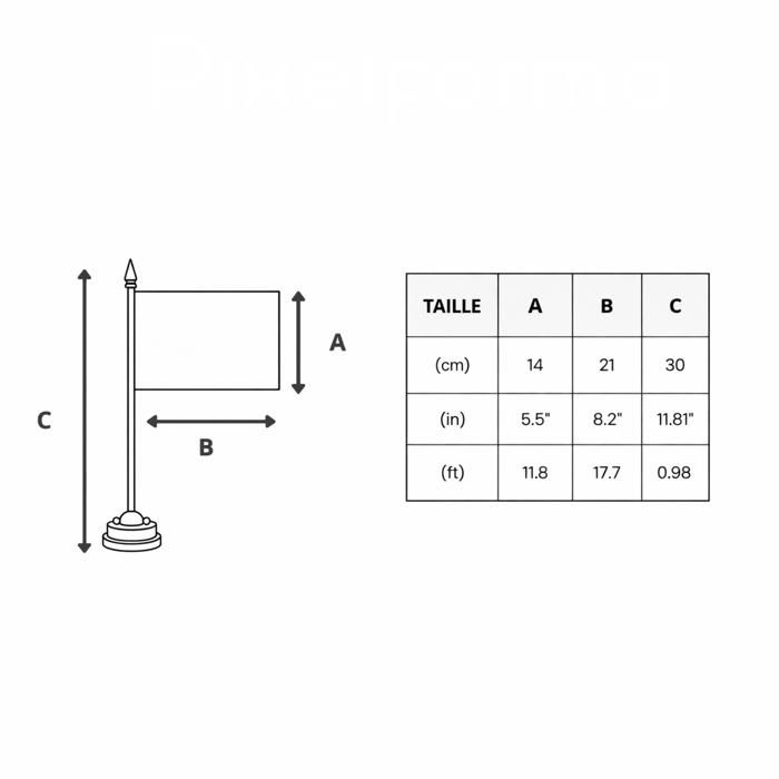 Drapeau De Table De La Roumanie – 14 X 21 Cm – Polyester – Socle En Plastique Noir – Pixelforma