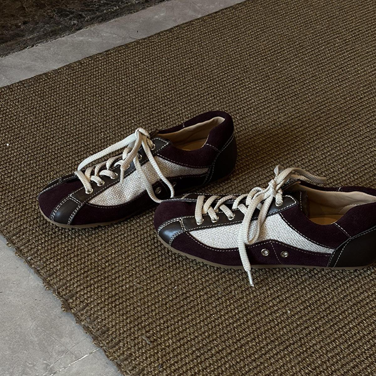 

Версия из овчины~ осенние новые повседневные кроссовки на шнуровке в немецком стиле 2025 новые ретро туфли на плоской подошве спортивные туфли Forrest Gump 40