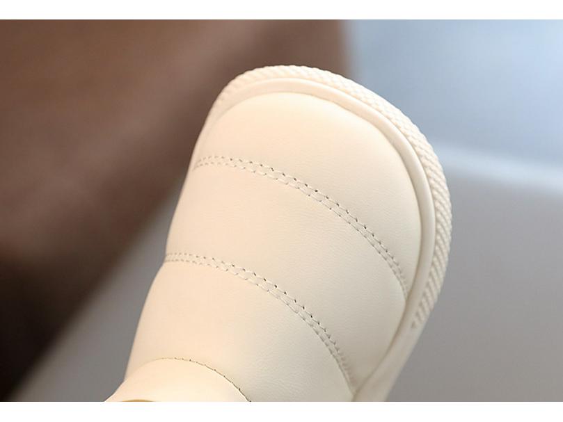 Kids' Velvet-Lined Snow Boots - Solid Color Winter 2023, Korean-Style Cotton Shoes for Boys & Girls, Short Leather Walking Boots