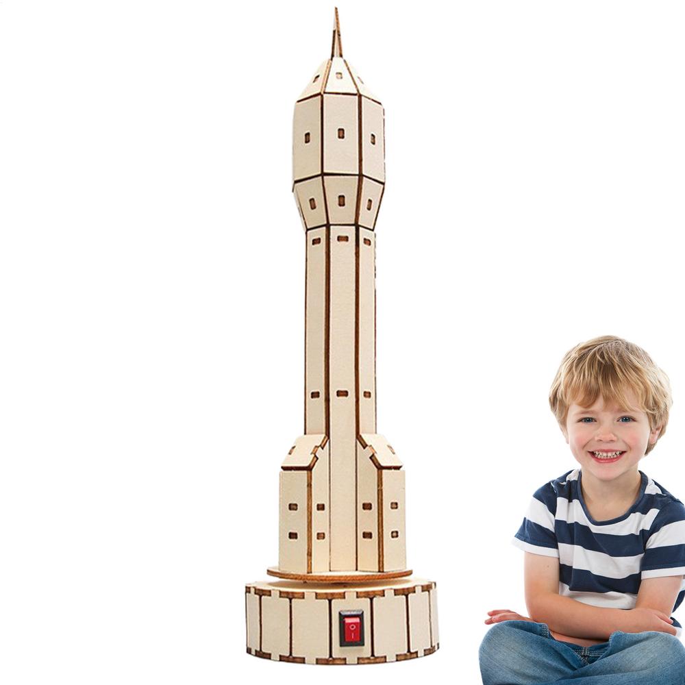 Scientific Model Kits Wooden Satellite Model Making Set Hand Craft Construction Assembly Project Toys Kits For Child Toddler