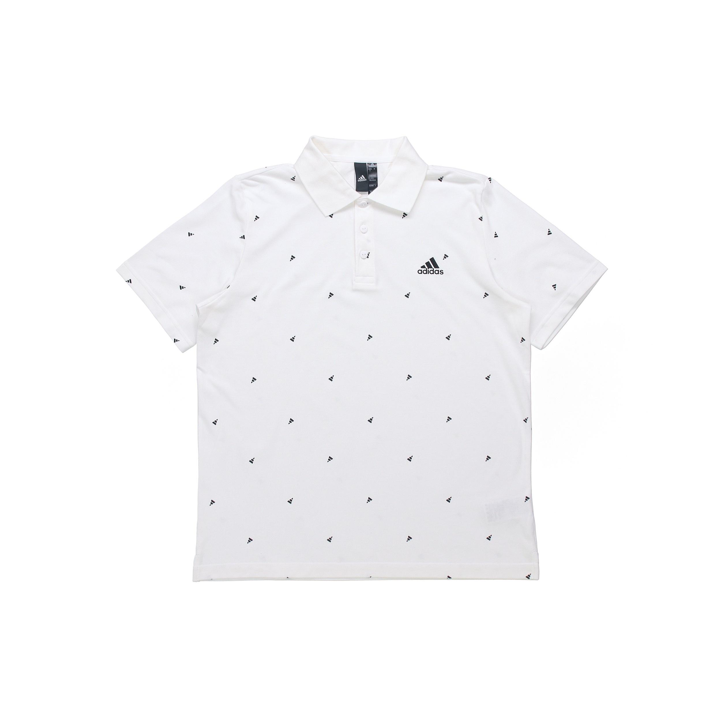 adidas Fi Polo Aop Logo Printing Training Sports Short Sleeve Polo Shirt White Men s GP0998 XL