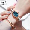 JSDUN Schweizer Quarzuhr für Damen Elegante Luxus-Roségold Keramik Stahlarmband Mode Ovales Diamantzifferblatt Armbanduhren 8842
