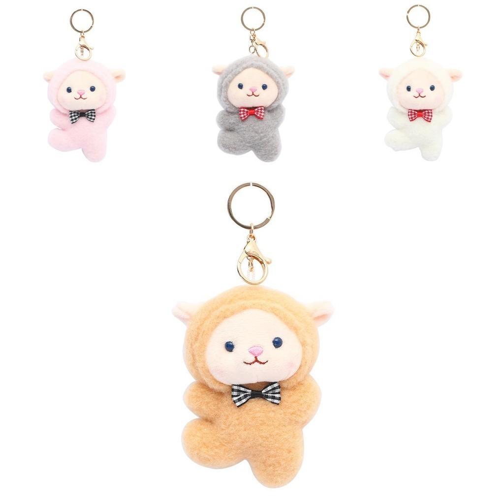 Cute Fluffy Sheep Keychain Plush Toy For Couples In Pink White Gray Brown