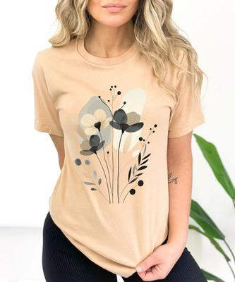 Boho Wildflower T Shirt Retro Flower Nature Art Nouveau Wild Flowers Vintage Botanical Tee Floral