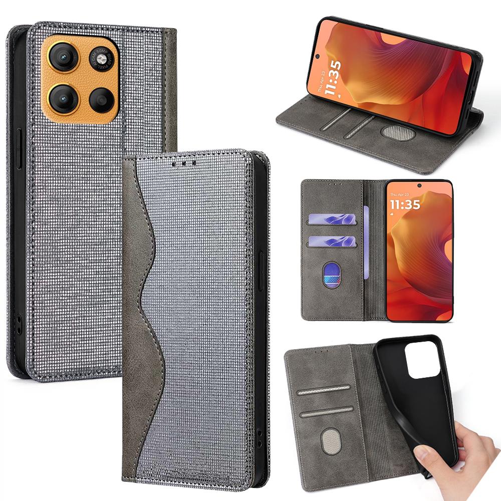 

Для Motorola Moto G15 4G/G15 Power 4G Чохол-гаманець Хвиляста форма Блокування RFID Шкіра PU Підставка Чохол для телефону Grey