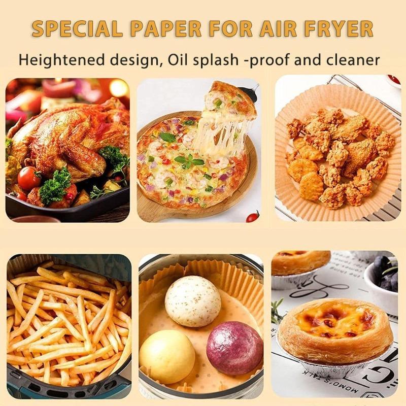 150PCS Kitchens Accessories Air Fryer Paper Kitchen Utensils Disposable Square Round Pastry Molds BBQ Plate Non-stick Pad