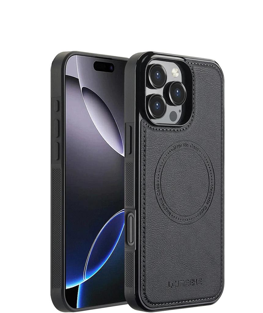 Leather Magnetic Phone Case for iPhone 17 Air 16 15 14 13 12 Pro 11 XS Max XR 8 7 Plus SE 17E 16E Wireless Charging Cover Etui
