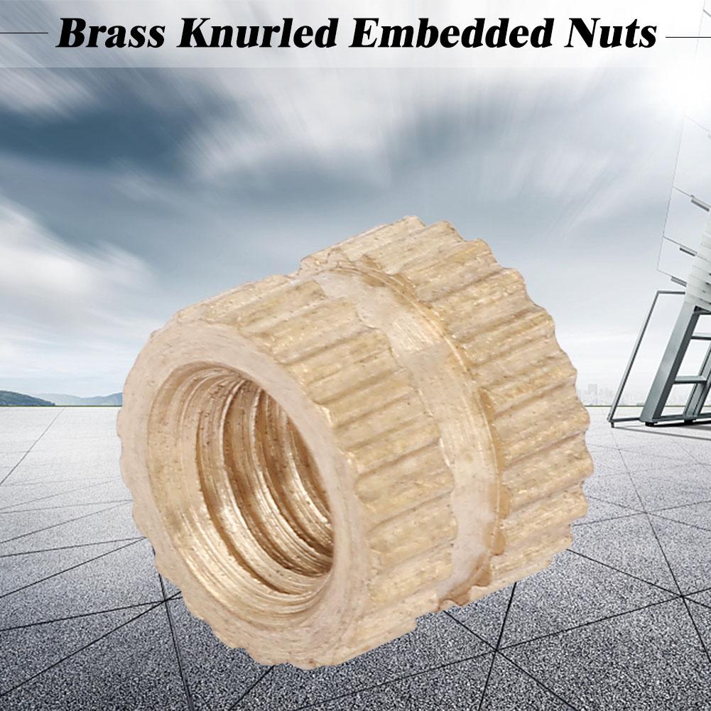 M4 Brass Cylinder Knurled Round Molded In Insert Embedded Nuts (M4*6*6.3; 30pcs)