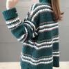 WTEMPO Women's Autumn Winter Large Size All-match Striped Sweaters Female Loose High Collar Long Sleeve Warm Knitted Pullover