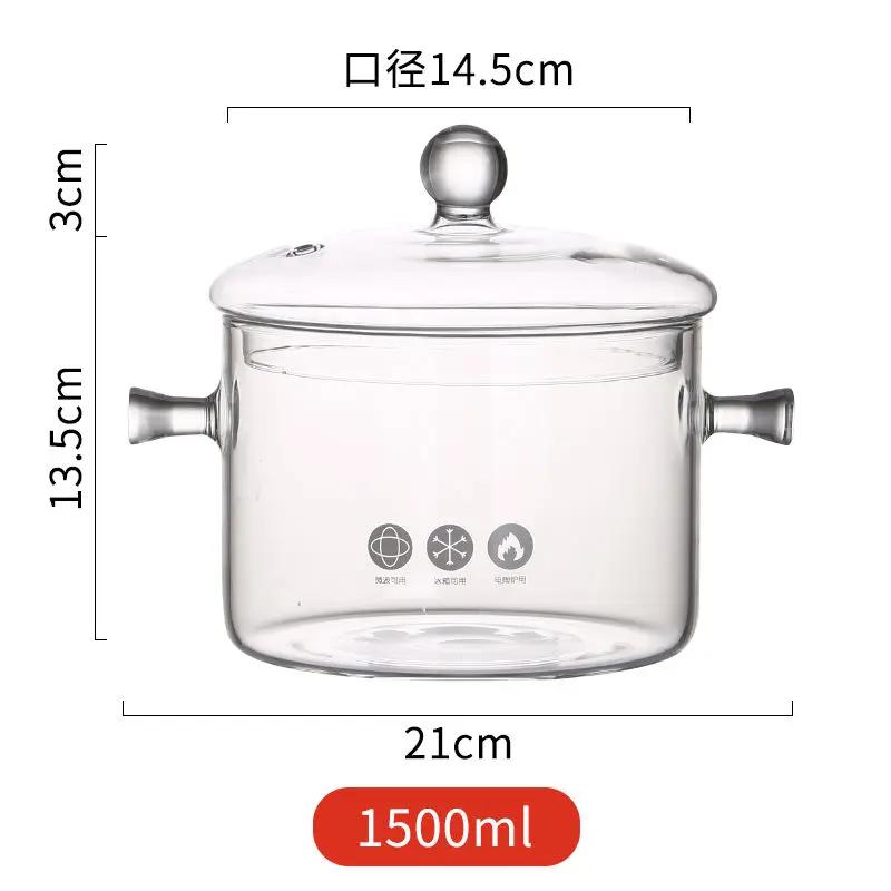 High Borosilicate Glass Saucepan for Cooking, Clear Cooking Pot, Gas Open Fire, High Temperature Resistant, Cookware, New, House