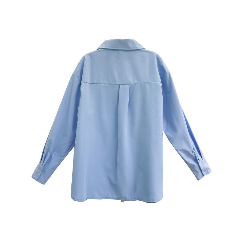 Stretch Cotton Zipper Long Sleeve Women's Loose Slimming Japanese Style Shirt Jacket