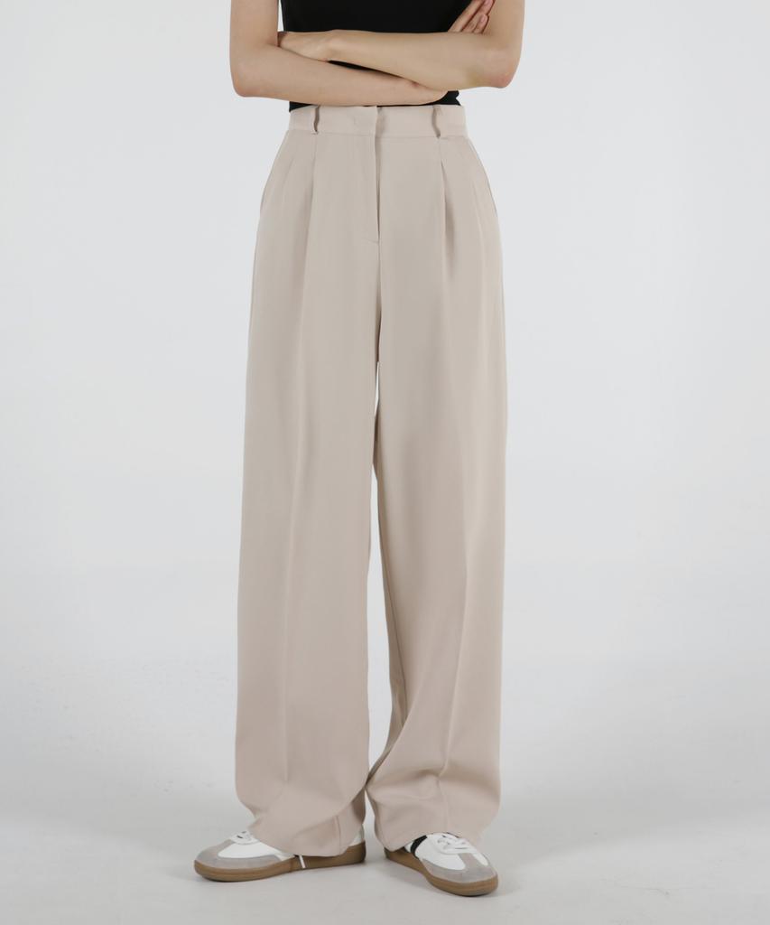 Eum Women'S Triple-Height Fitted Wide Straight Back Elastic Waist Slacks 5 Colors (C Type)