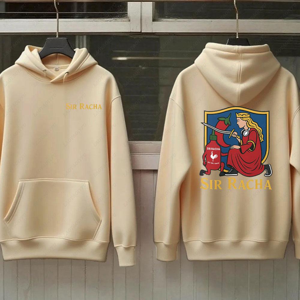 Sir Racha Man Woman 2 SidedHoodies Sri Racha Medieval Art Pullover Sriracha Fan Merch Retro Medieval Graphic Sweatshirt Hoodie