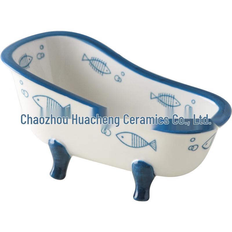 Abay Ceramic Bathtub-shaped Dessert Bowl