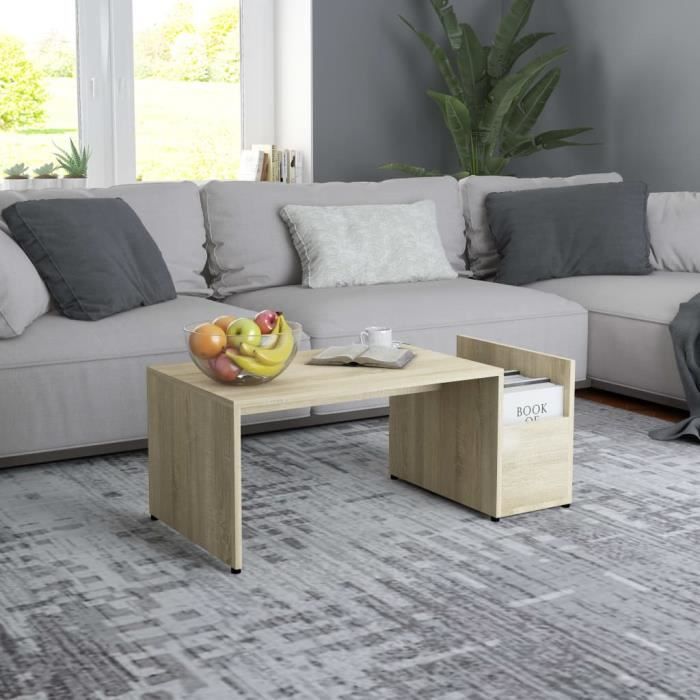 Table basse - vidaXL - Chêne sonoma - 90x45x35 cm - Aggloméré - Design contemporain