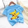 2026 Kids ShortSleeved Cartoon Printed Pikachu Game New Style TShirt Boys and Girls Casual Shirt for Leisure UseSportsShirt