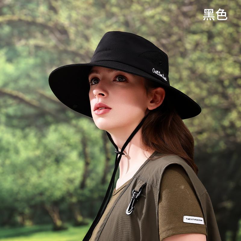 

High quality summer outdoor hot sale mountaineering bucket hat large brim sun protection sun hat, men s and women s breathable sun hat One Size